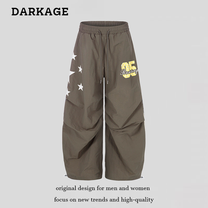 Damen Weite Knielange Loungebermudas mit Elastikbund, Tunnelzug und Nummern-Print Drune
