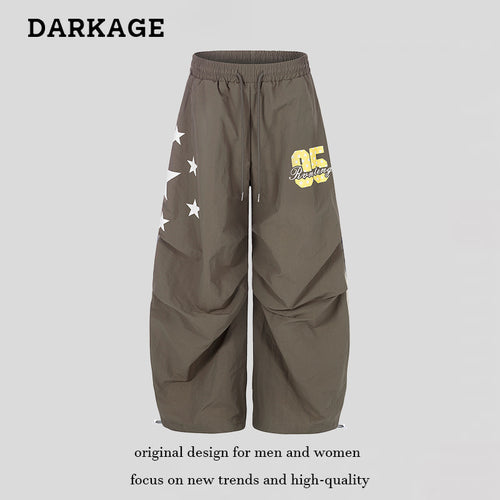 Damen Weite Knielange Loungebermudas mit Elastikbund, Tunnelzug und Nummern-Print Drune