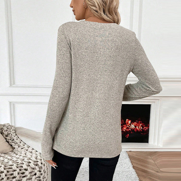 Drune | Gestricktes elastisches einfarbiges Langärmliges T-Shirt