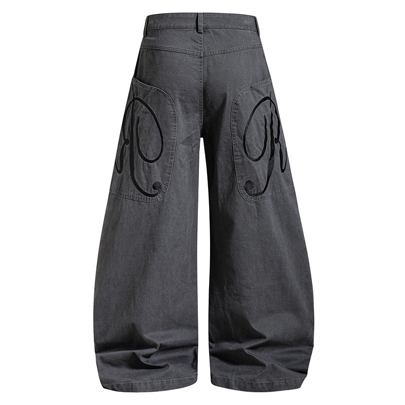 Damen weite High‑Waist Culotte-Jeans mit Baggy-Silhouette und Cargo-Details Drune