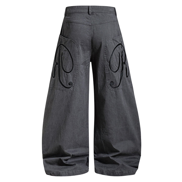 Damen weite High‑Waist Culotte-Jeans mit Baggy-Silhouette und Cargo-Details Drune