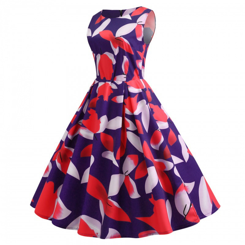 Damen A-Linien Kleid mit floralem Print und elegantem schwingendem Saum Drune