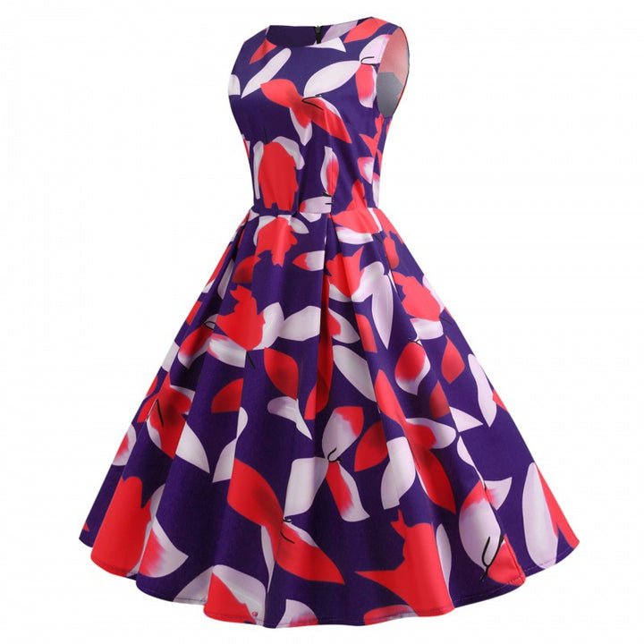 Damen A-Linien Kleid mit floralem Print und elegantem schwingendem Saum Drune