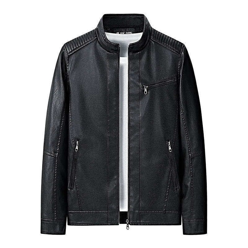 Herren modische Lederjacke mit Steppdetails Drune