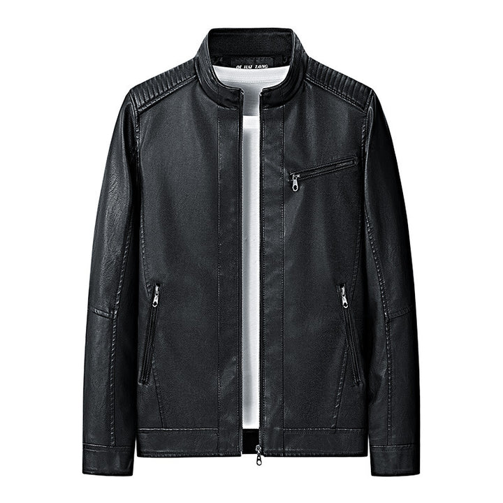 Herren modische Lederjacke mit Steppdetails Drune