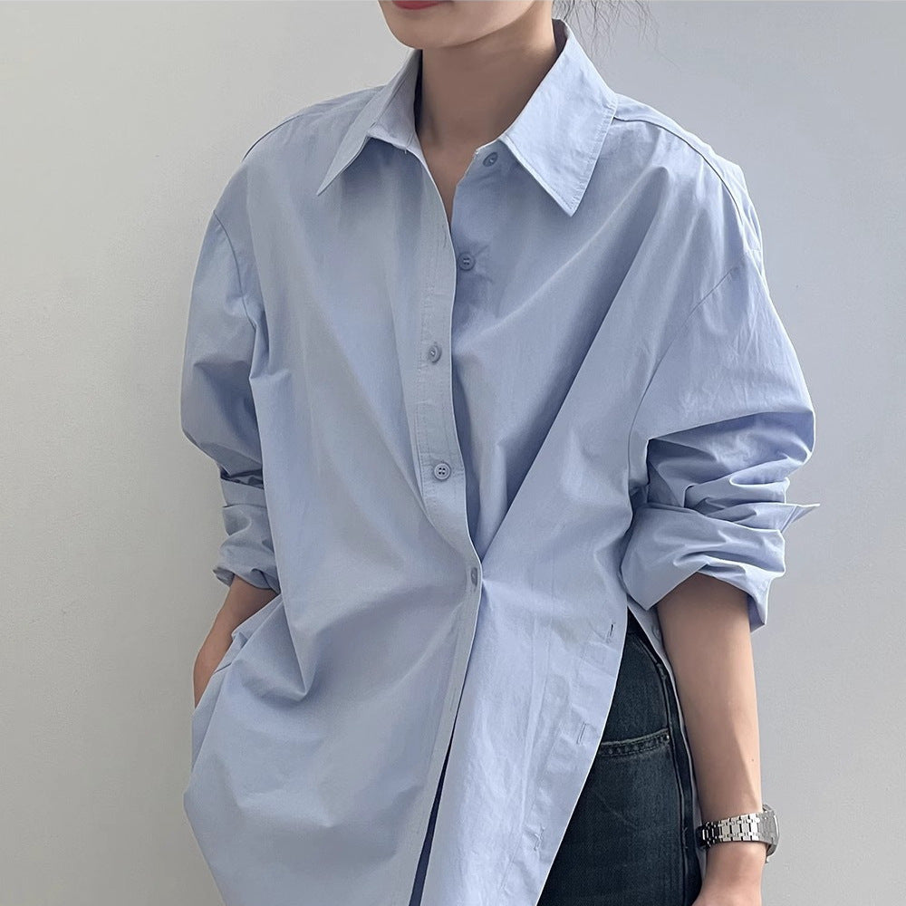Damen Oversize-Hemdbluse mit asymmetrischem Saum und überschnittener Schulter Drune