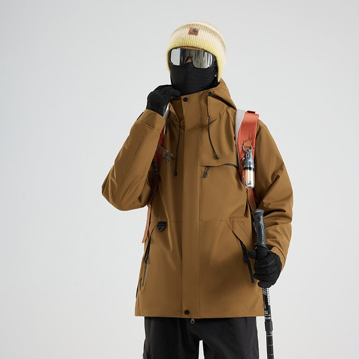 Herren Wasserdichte und atmungsaktive Ski‑ und Snowboardjacke mit Kapuze, Multi‑Taschen & Thermoversiegelung Drune