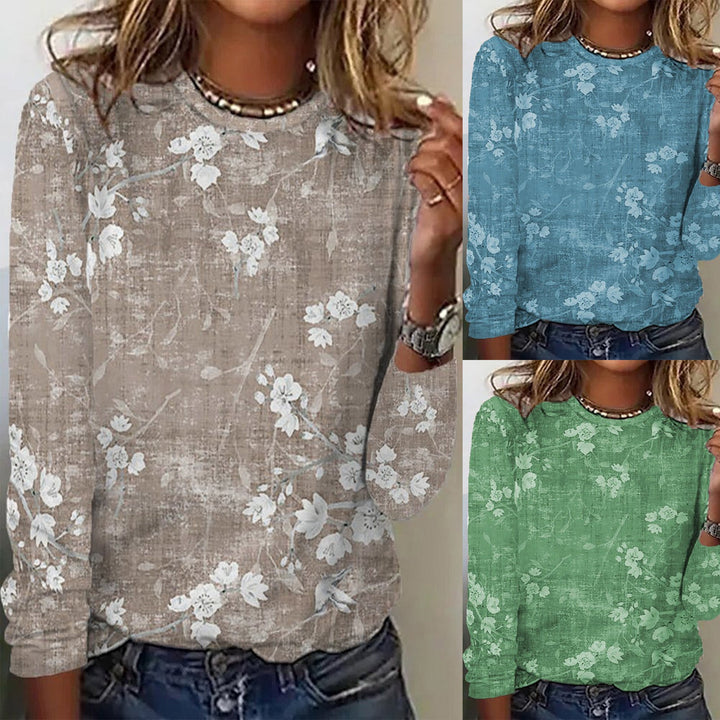 Damen Langarmshirt mit floralem Druck und weichem Stoff Drune