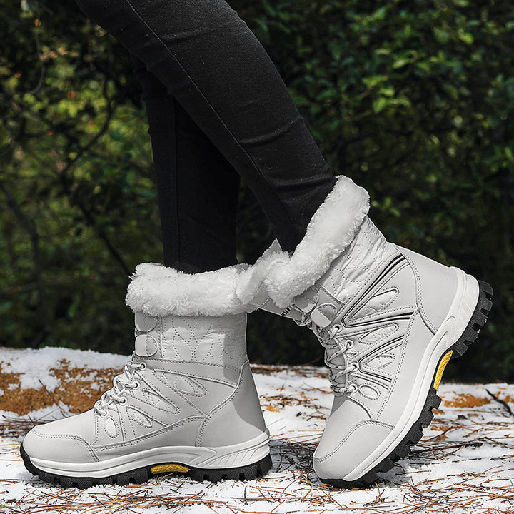 Damen Gefütterte Winter-Trekkingschuhe mit Kunstfellkragen und rutschfester Profilsohle Drune