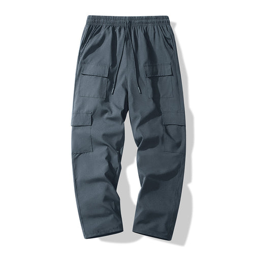 Herren Cargo-Freizeithose mit elastischem Bund, Tunnelzug und Mehrfach-Klappentaschen Drune
