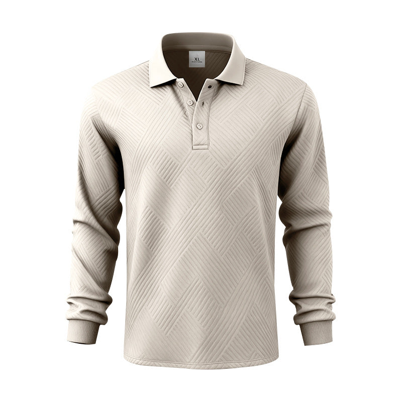 Herren nan langärmeliges Poloshirt aus strukturiertem Jacquardstrick Drune