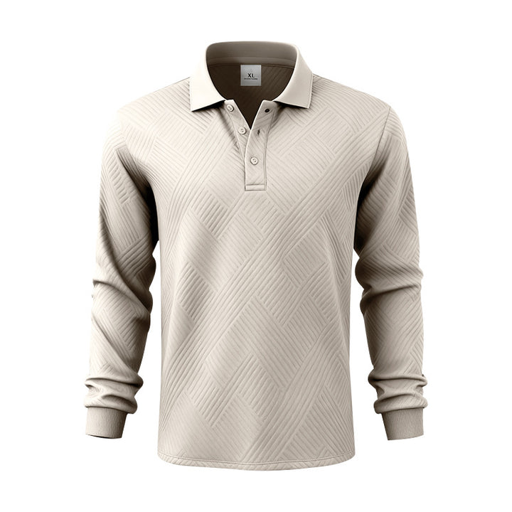 Herren nan langärmeliges Poloshirt aus strukturiertem Jacquardstrick Drune