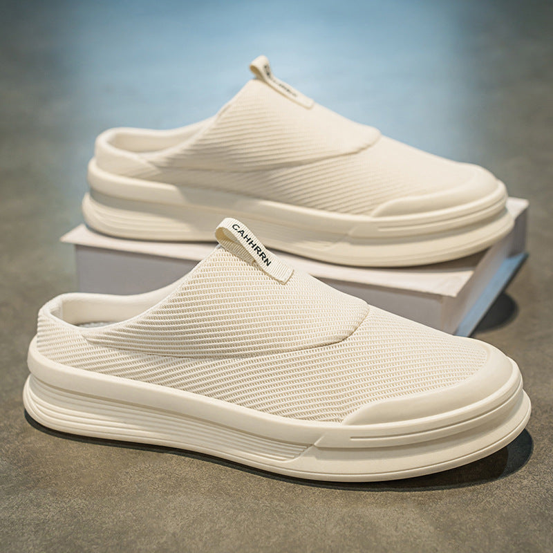 Herren Backless Slip‑On Sneaker mit atmungsaktivem Strickoberteil und dicker EVA‑Plateausohle Drune