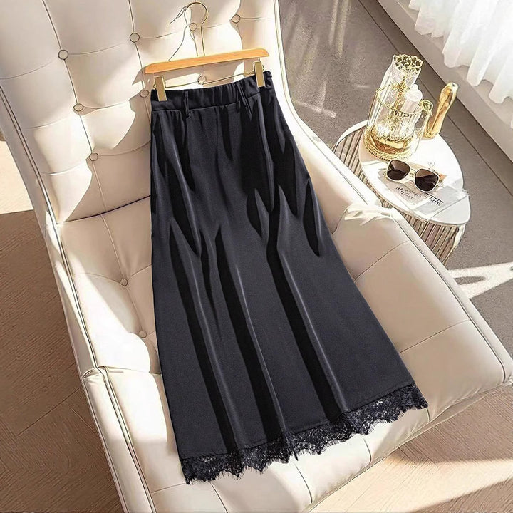 Damen Elegante Maxirock mit Spitzenbesatz Drune