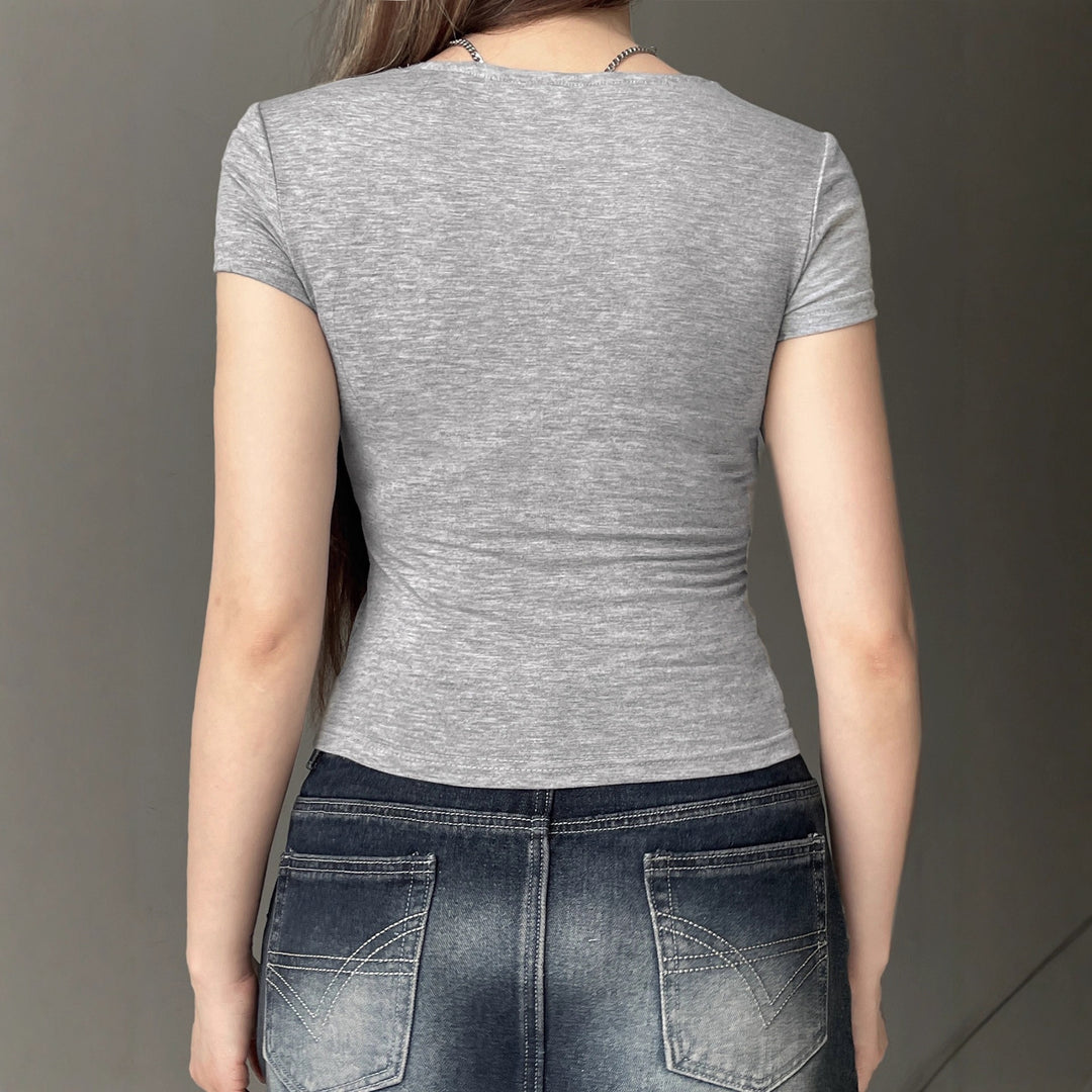 Damen figurumspielendes Oberteil mit eleganter Spitzenverzierung Drune