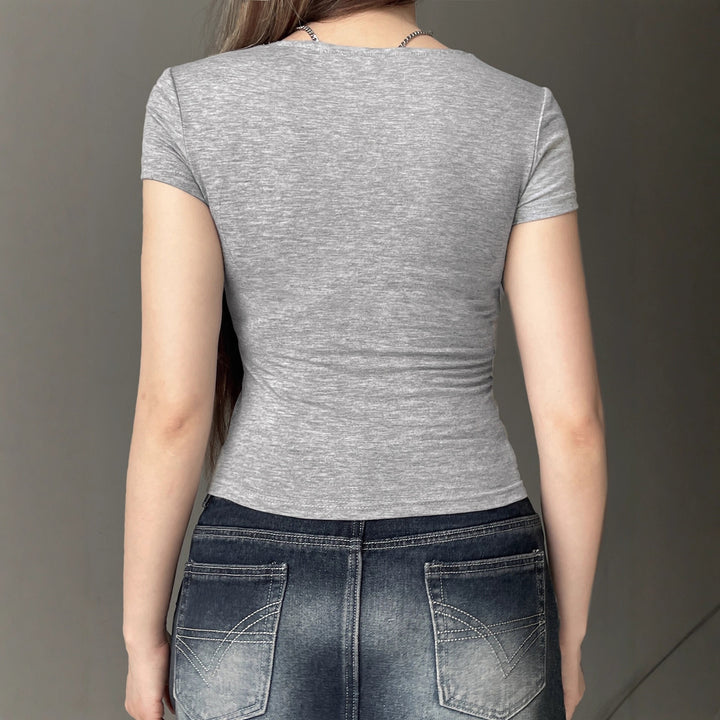 Damen figurumspielendes Oberteil mit eleganter Spitzenverzierung Drune