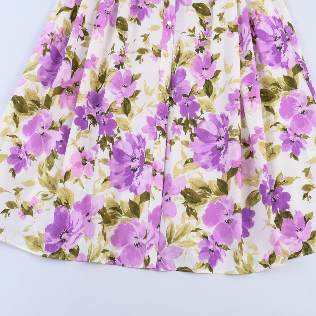 Damen Midikleid mit Hemdblusenkragen, taillenbetontem Flechtgürtel und Volantrock Drune