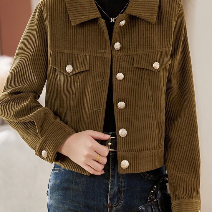 Damen Kordjacke mit dekorativen Knöpfen Drune