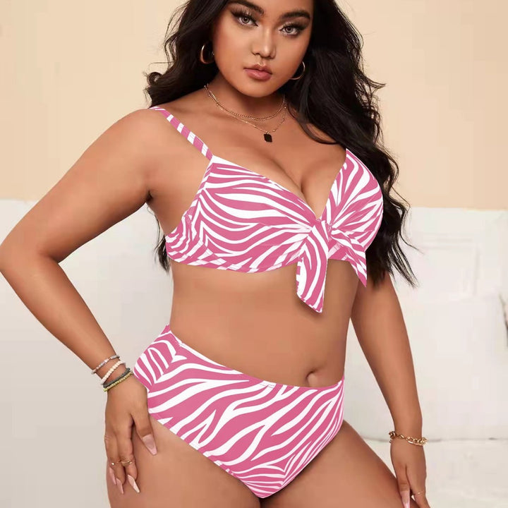 Damen Bikini-Set mit modischem Zebra-Muster und verstellbarem Knoten Drune
