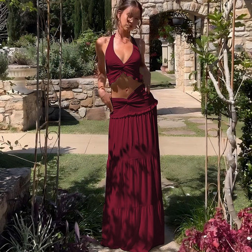 Damen Maxikleid mit Rüschen und Wickeleffekt Drune