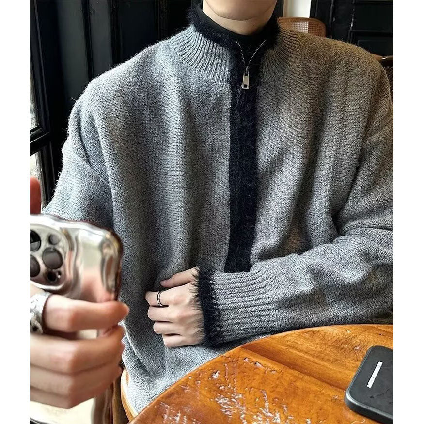 Herren Modische Strickjacke mit barthematischen Akzenten Drune