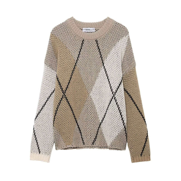 Damen lässiger Pullover im modernen Rautenmuster Drune