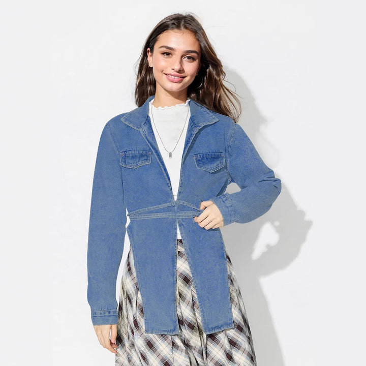 Damen Jeansjacke im modernen Oversized-Stil mit verkürztem Schnitt und praktischen Taschen Drune
