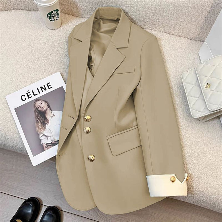 Damen Eleganter Blazer mit goldenen Knöpfen Drune