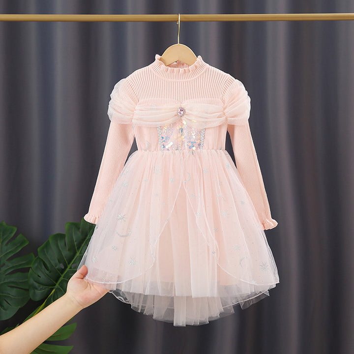 Mädchen festliches Tüllkleid mit funkelnden Applikationen Drune