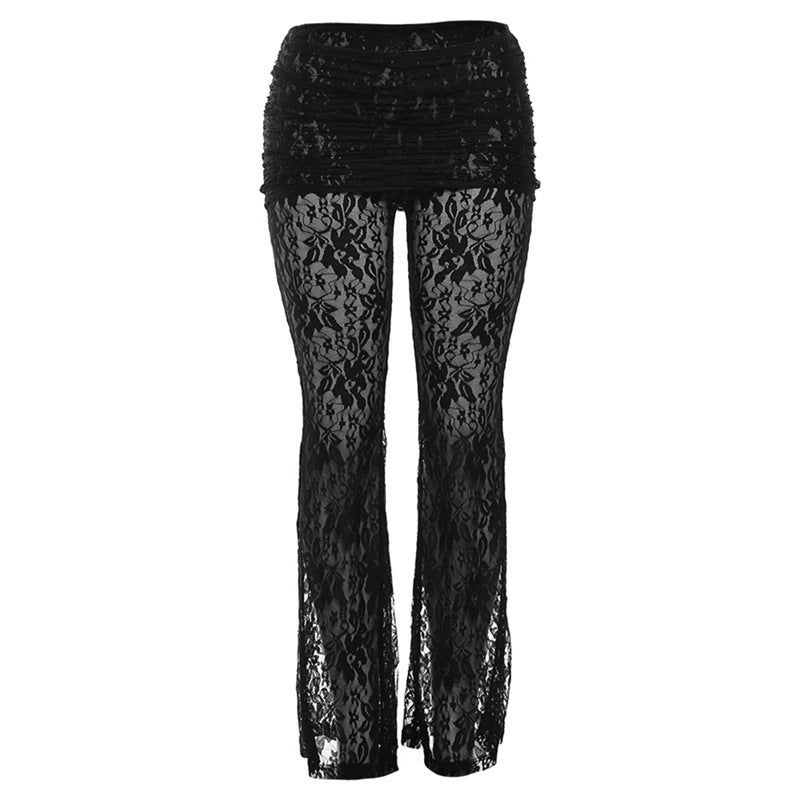 Damen Spitzentransparentes Hosen Set Drune