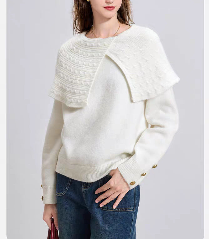 Damen Pullover mit einzigartigem Kragen und lässigem Design Drune