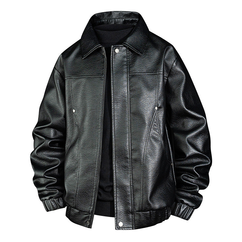 Herren Modische Kunstleder-Bomberjacke Drune