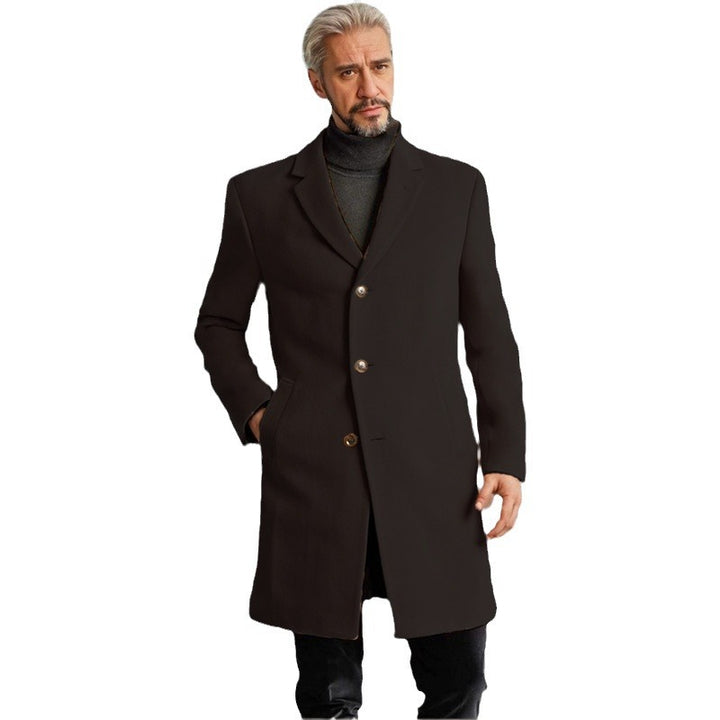 Herren Eleganter Langmantel mit modischen Knöpfen und hochwertigem Stoff Drune