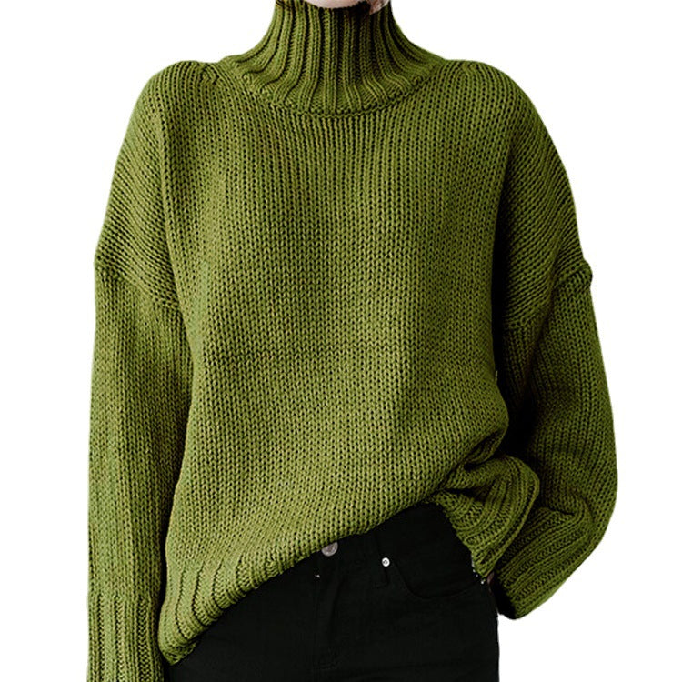 Damen Grobstrickpullover mit hohem Kragen und lässigem Schnitt Drune
