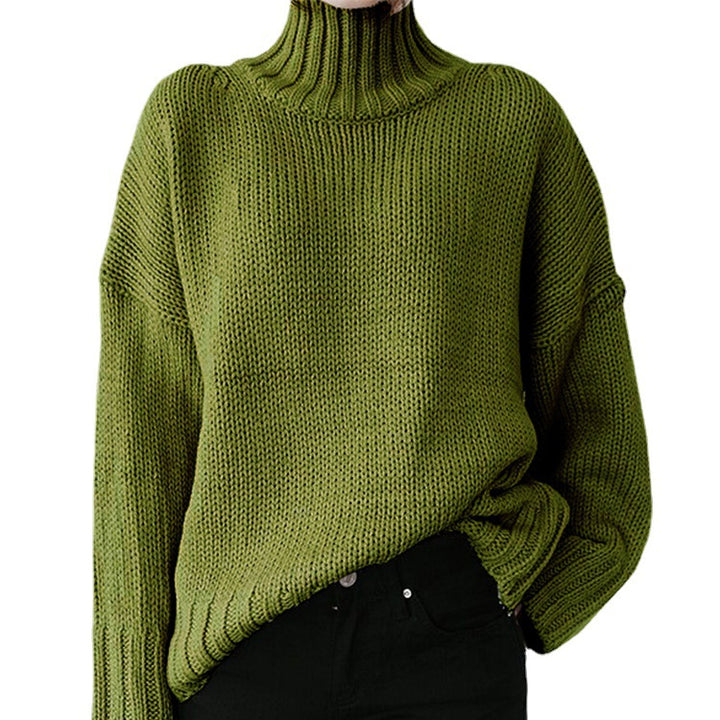 Damen Grober Strickpullover mit hohem Kragen und lässigem Schnitt Drune
