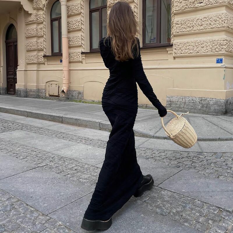 Damen Elegantes Maxikleid mit texturiertem Design Drune