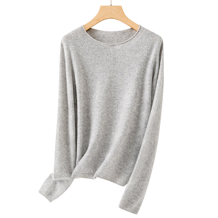 Damen Feiner ultraleichter Rundhalspullover aus Mikrofaser-Feinstrick mit minimalistischer Silhouette Drune