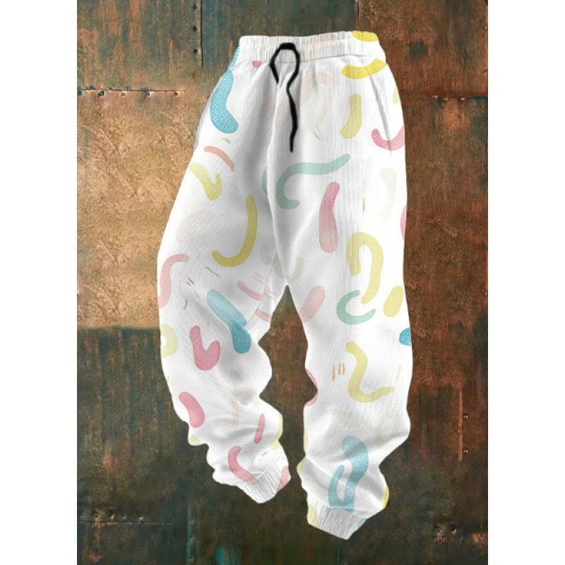 Damen Bequeme Freizeithose mit kreativem Druck Drune