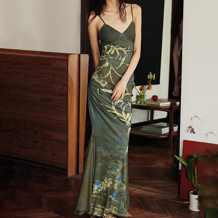 Damen Maxikleid mit raffinierten Drapierungen und floralem Muster Drune