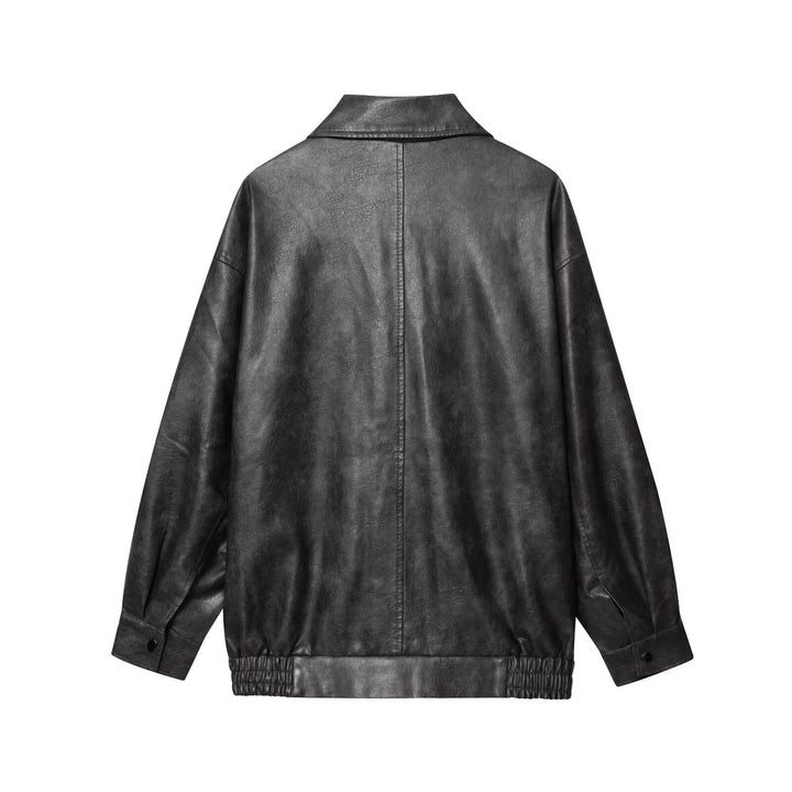 Damen elegante Kunstlederjacke Drune