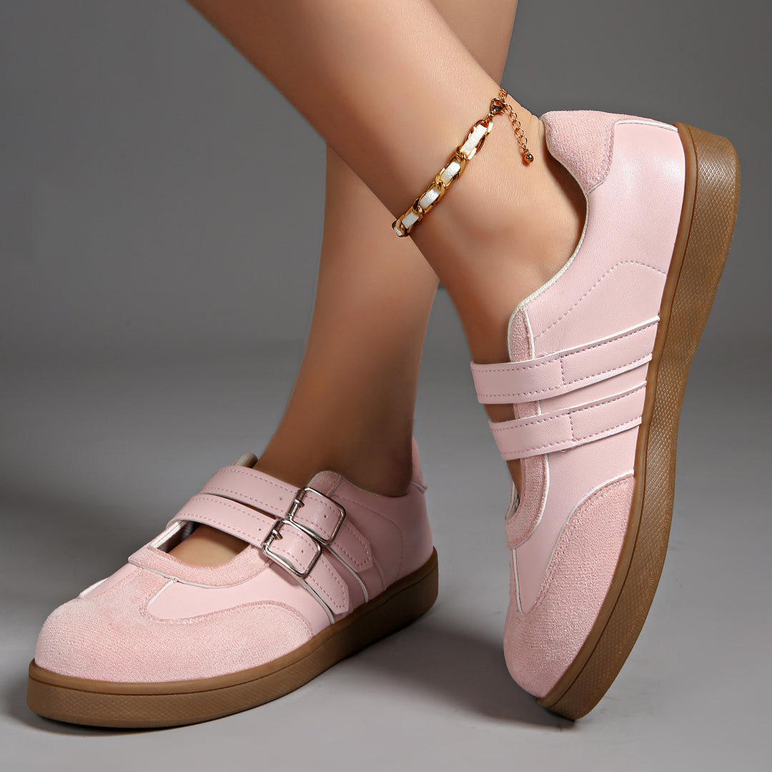 Damen nan Retro-inspirierte Mary-Jane-Sneaker mit doppeltem Schnallenriemen und ergonomischer Gummisohle Drune