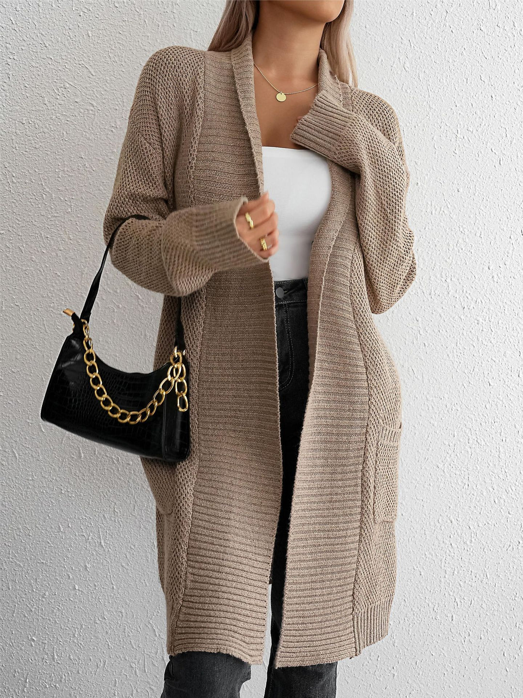 Damen Strickcardigan mit offenem Schnitt und modernem Texturmix Drune
