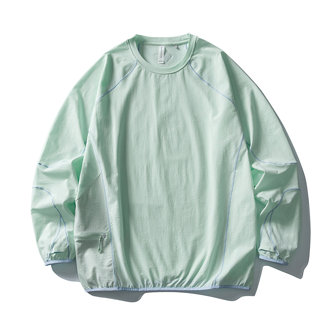 Unisex Technischer Oversize Rundhals-Pullover mit Flatlock-Nähten und seitlicher Reißverschlusstasche Drune