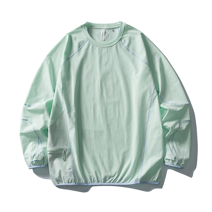 Unisex Technischer Oversize Rundhals-Pullover mit Flatlock-Nähten und seitlicher Reißverschlusstasche Drune