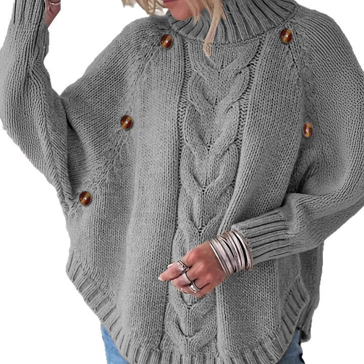 Damen Grobstrickpullover mit hochgeschlossenem Kragen und dekorativer Zopf-Struktur Drune