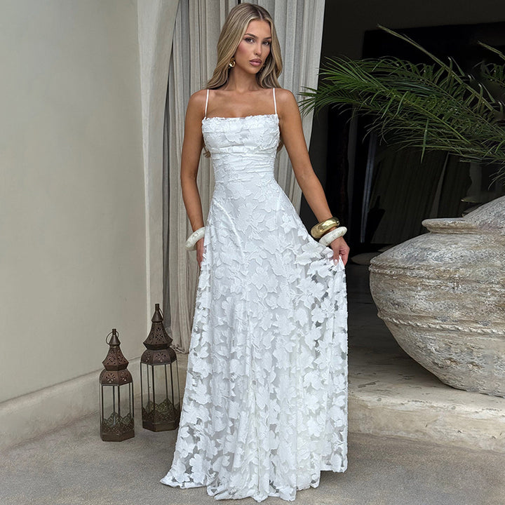 Damen Elegantes Abendkleid mit feinen Blumenmustern und raffinierten Details Drune