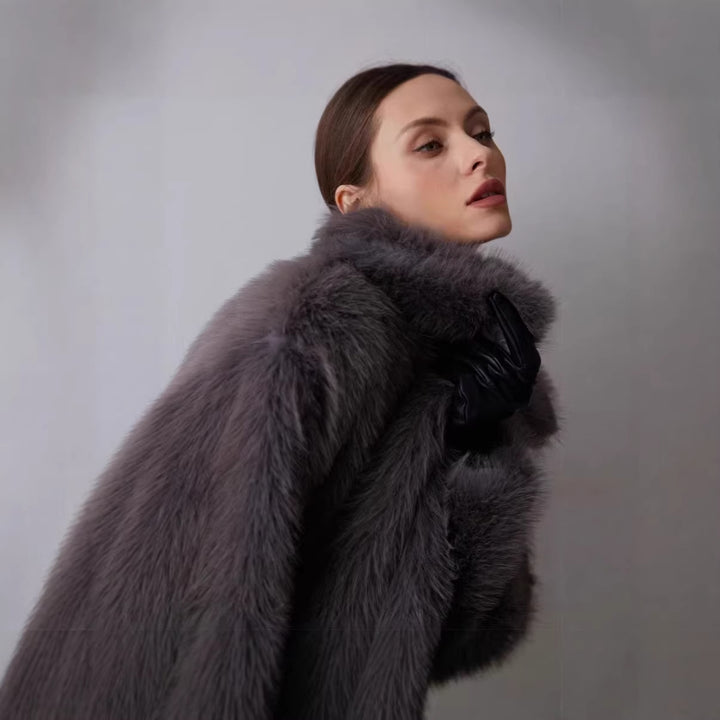 Damen Kurze Boxy‑Kunstpelzjacke mit extraweichem Hochflor und voluminösem Schalkragen Drune