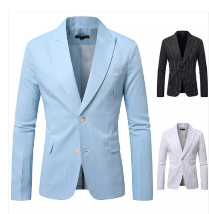 Herren nan tailliertes Nadelstreifen-Sakko aus leichtem Twill mit fallendem Revers und verdeckten Eingrifftaschen Drune
