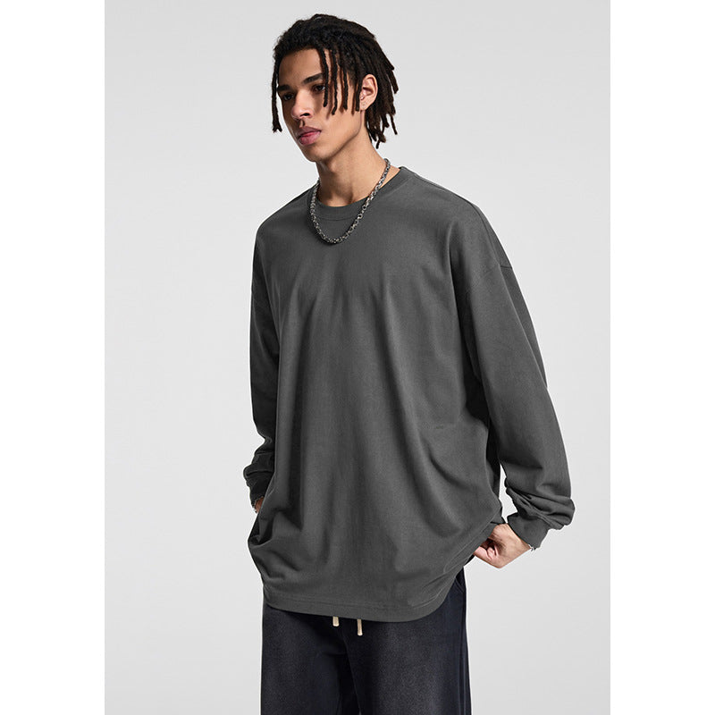 Herren Oversize-Langarmshirt mit überschnittener Schulter und Rundhalsausschnitt Drune