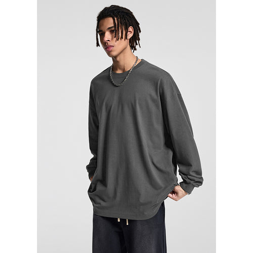 Herren Oversize-Langarmshirt mit überschnittener Schulter und Rundhalsausschnitt Drune